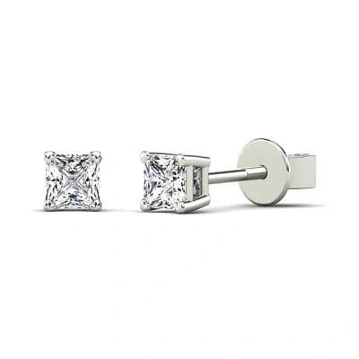 Pre-owned Maulijewels 1/6 Carat Princess Cut Natural Diamond ( H-i/ I2 ) Stud Earrings For In White