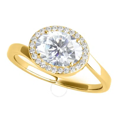 Maulijewels 1.65 Carat Oval Moissanite Natural Diamond Womens Engagement Rings In 10k Solid Yellow G In Gold