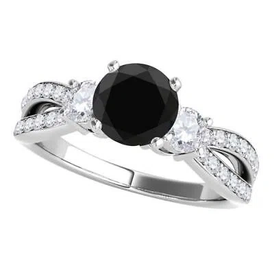 Pre-owned Maulijewels 1.75 Carat Black & White Diamond Engagement Wedding Rings For Women
