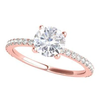 Pre-owned Maulijewels 1.76 Carat Diamond Moissanite Engagement Rings For Women In 14k In Pink