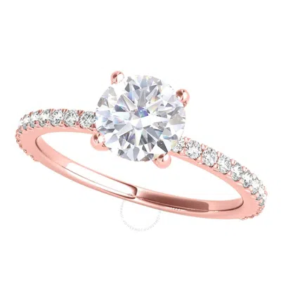 Maulijewels 1.76 Carat Diamond Moissanite Engagement Rings For Women In 14k Solid Rose Gold In Ring  In Pink