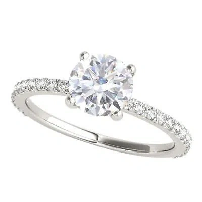 Pre-owned Maulijewels 1.76 Carat Diamond Moissanite Engagement Rings For Women In 14k In White