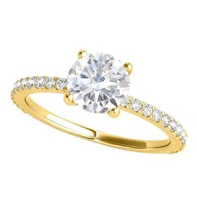 Pre-owned Maulijewels 1.76 Carat Diamond Moissanite Engagement Rings For Women In 14k In Yellow