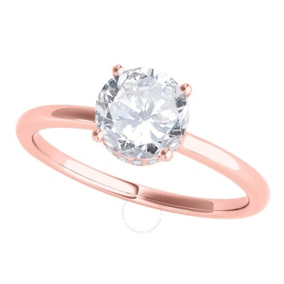 Maulijewels 18k Solid Rose Gold 1.06 Carat Round White Diamond ( H-i / Si1-si2 ) Solitaire Engagemen In Pink