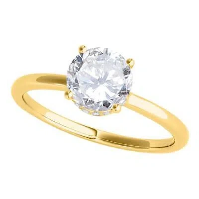 Pre-owned Maulijewels 18k Solid Yellow Gold 1.06 Carat Round White Diamond ( H-i / Si1-si2