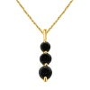 MAULIJEWELS MAULIJEWELS 2.00 CARAT ROUND BLACK DIAMOND THREE STONE PENDANT NECKLACE IN 10K YELLOW GOLD WITH 18" 