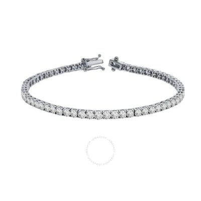 Maulijewels 2.5 Carat Brilliant Cut Round Lab Grown Diamond 7" Tennis Bracelet For Women In 14k Soli In White