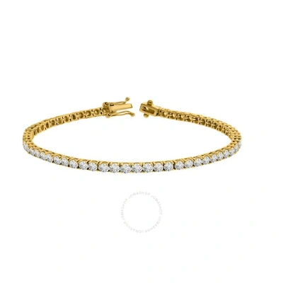 Maulijewels 2.5 Carat Brilliant Cut Round Lab Grown Diamond 7" Tennis Bracelet For Women In 14k Soli In Yellow