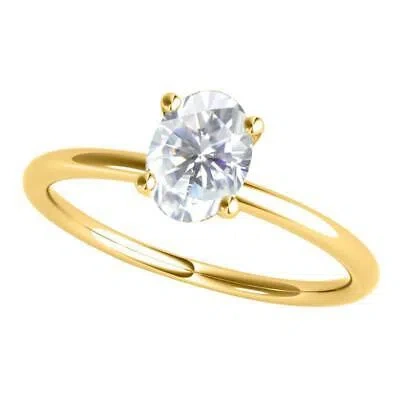 Pre-owned Maulijewels 2.00 Carat 9x7 Oval Shape Moissanite Solitaire Engagement Rings For In Yellow