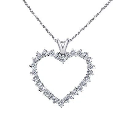 Pre-owned Maulijewels 2.00 Carat Diamond Heart Shape Pendant In 10k White Gold With 18"
