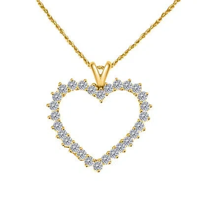 Pre-owned Maulijewels 2.00 Carat Diamond Heart Shape Pendant In 10k Yellow Gold With 18" In White