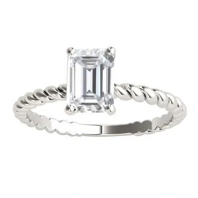Pre-owned Maulijewels 2.00 Carat Emerald Cut Moissanite Engagement Rings In 10k Solid In White