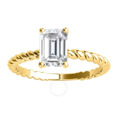 Maulijewels 2.00 Carat Emerald Cut Moissanite Engagement Rings In 10k Solid Yellow Gold Size 8