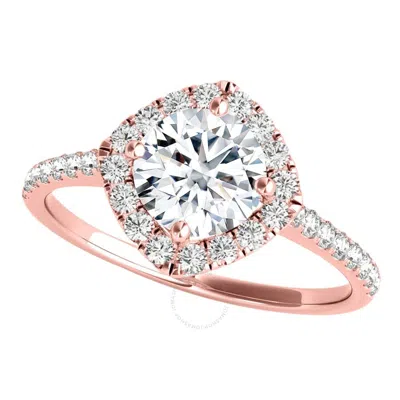 Maulijewels 2.00 Carat Halo Diamond Moissanite Engagement Rings For Women In 14k Rose Gold In Ring S In Pink
