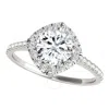 Maulijewels 2.00 Carat Halo Diamond Moissanite Engagement Rings For Women In 14k White Gold In Ring  In White