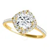 Maulijewels 2.00 Carat Halo Diamond Moissanite Engagement Rings For Women In 14k Yellow Gold In Ring In Yellow