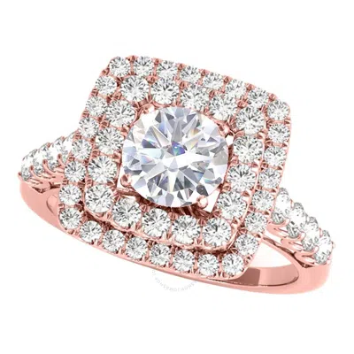 Maulijewels 2.00 Carat Moissanite Diamond 14k Rose Gold Halo Engagement Rings For Women In Ring Size In Pink