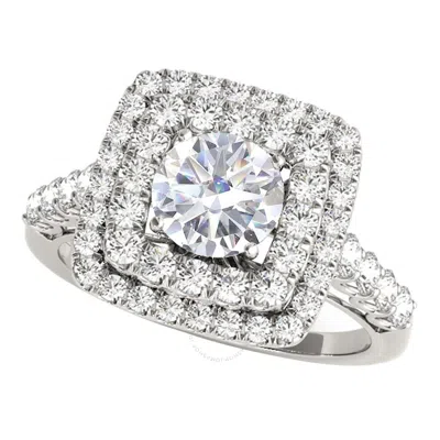 Maulijewels 2.00 Carat Moissanite Diamond 14k White Gold Halo Engagement Rings For Women In Ring Siz