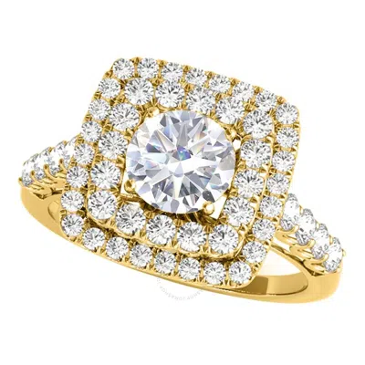 Maulijewels 2.00 Carat Moissanite Diamond 14k Yellow Gold Halo Engagement Rings For Women In Ring Si