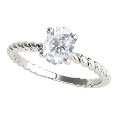 Pre-owned Maulijewels 2.00 Carat Oval Shape Prong Set Moissanite ( G-h/ Vs1 ) Solitaire In White
