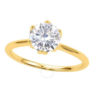 Maulijewels 2.00 Carat Round Diamond Moissanite ( G-h/ Vs1 ) Engagement Rings For Women In 14k Yello In Gold