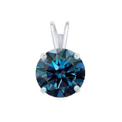 Maulijewels 2.00ct D-vvs1 Blue Moissanite Diamond 14k White Gold Solitaire Necklace With Gold Plated