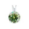 Maulijewels 2.00ct D-vvs1 Green Moissanite Diamond 14k White Gold Solitaire Necklace With Gold Plate In Green
