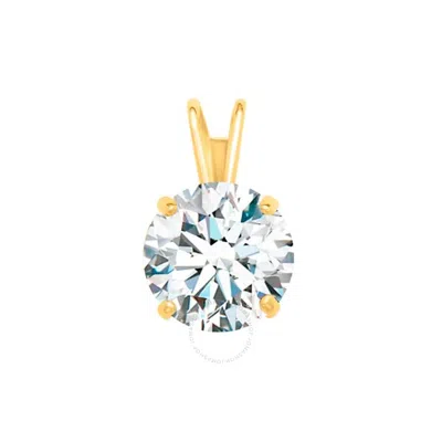 Maulijewels 2.00ct D-vvs1 White Moissanite Diamond 14k Yellow Gold Solitaire Necklace With Gold Plat In Red