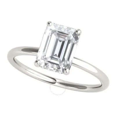 Maulijewels 2.05 Carat Emerald Cut Moissanite Natural Diamond Womens Engagement Rings In 10k White G