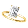 MAULIJEWELS MAULIJEWELS 2.05 CARAT EMERALD CUT MOISSANITE NATURAL DIAMOND WOMENS ENGAGEMENT RINGS IN 10K YELLOW 