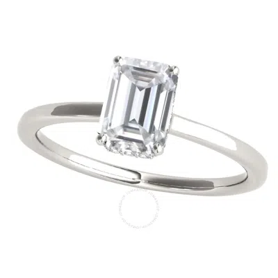 Maulijewels 2.10  Carat Emerald Cut Moissanite Natural Diamond Engagement Rings For Women In 10k Whi In Neutral