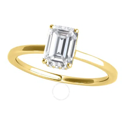 Maulijewels 2.10  Carat Emerald Cut Moissanite Natural Diamond Engagement Rings For Women In 10k Yel In Gold