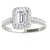 MAULIJEWELS MAULIJEWELS 2.25 CARAT NATURAL DIAMOND EMERALD CUT MOISSANITE HALO ENGAGEMENT RINGS IN 10K SOLID WHI