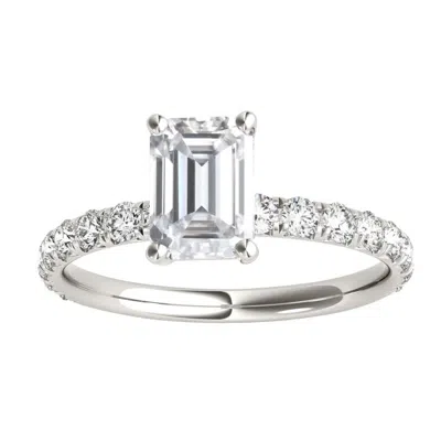 Maulijewels 2.50 Carat Natural Diamond Moissanite Engagement Rings For Women In 10k White Gold Ring  In Silver
