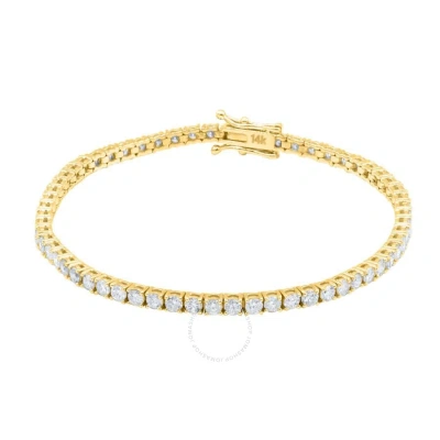 Maulijewels 3.36 Carat Round Natural White Diamond ( F-g / Vs1 ) Prong Set 7" Tennis Bracelet For Wo In Yellow
