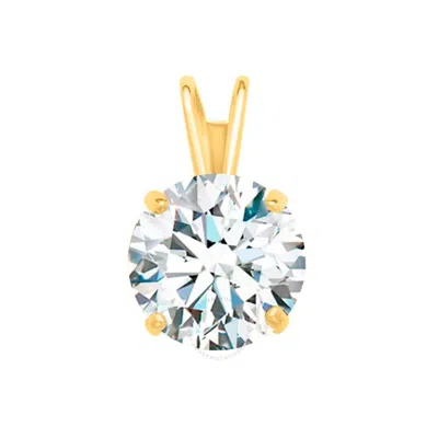 Maulijewels 3.00ct D-vvs1 White Moissanite Diamond 14k Yellow Gold Solitaire Necklace With Gold Plat In Red