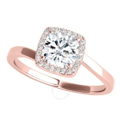 Maulijewels 3.15 Carat Halo Moissanite Diamond Engagement Ring For Women In 14k Solid Rose Gold In R In Pink