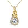 MAULIJEWELS MAULIJEWELS 3/8 CARAT DIAMOND LOVE KNOT WOMEN PENDANT NECKLACE IN 10K YELLOW GOLD WITH 18" GOLD PLAT