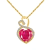 MAULIJEWELS MAULIJEWELS 4 CARAT HEART SHAPE RUBY GEMSTONE AND WHITE DIAMOND PENDANT IN 14K YELLOW GOLD WITH 18" 