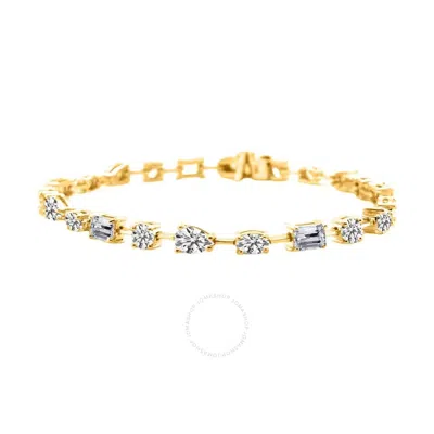 Maulijewels 5.90 Ctw 14k Yellow Gold Lab-grown (f-g Vs1)diamond Multi-shape Tennis Bracelet For Wome