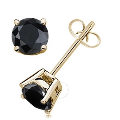 Maulijewels Black Diamond 1.00 Carat 14k Yellow & White Gold Stud Earrings For Women's