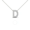 MAULIJEWELS MAULIJEWELS " D " INITIAL SET WITH 0.12 CARAT SPARKLING NATURAL WHITE DIAMOND PENDANT NECKLACE IN 14