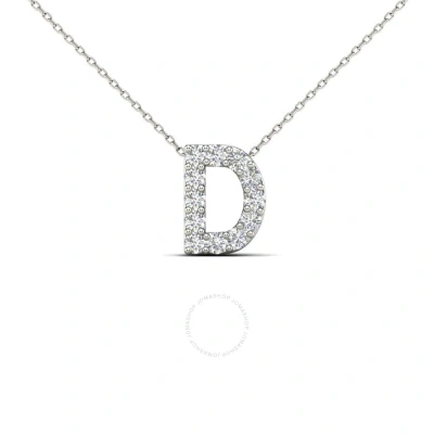 Maulijewels " D " Initial Set With 0.12 Carat Sparkling Natural White Diamond Pendant Necklace In 14 In Metallic