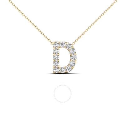 Maulijewels " D " Initial Set With 0.12 Carat Sparkling Natural White Diamond Pendant Necklace In 14 In Yellow