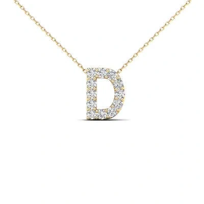 Pre-owned Maulijewels " D " Initial Set With 0.12 Carat Sparkling Natural White Diamond In Yellow