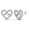 Maulijewels Dazzling Love: 0.20 Carat Natural White Diamond Heart Shape Stud Earrings In Elegant 10k In White