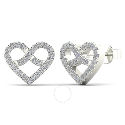 Maulijewels Dazzling Love: 0.20 Carat Natural White Diamond Heart Shape Stud Earrings In Elegant 10k
