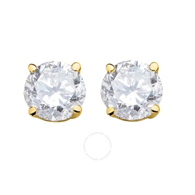 Maulijewels Igl Certified 1.25 Carat Round White Diamond Prong Set Stud Earrings For Women In 14k Ye In Yellow