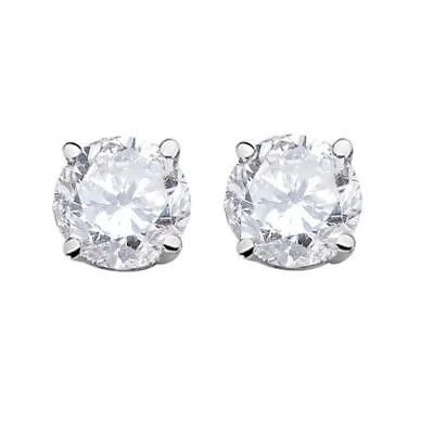 Pre-owned Maulijewels Igl Certified 1.25 Carat Round White Diamond Prong Set Stud Earrings