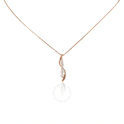 Maulijewels Ladies 14k Rose Gold 0.5 Ct Round Cut White Diamond Box Pendant Necklace With 18" 14k Ro